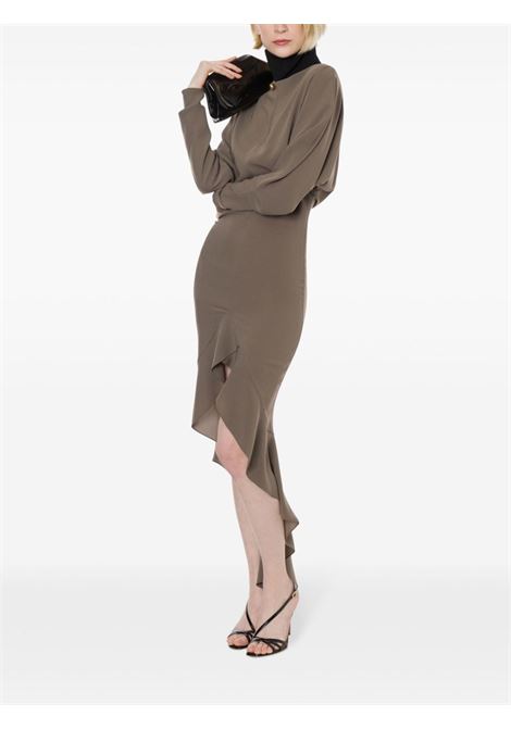 Taupe Draped asymmetric midi dress Philosophy di Lorenzo Serafini - women PHILOSOPHY DI LORENZO SERAFINI | 041857190428